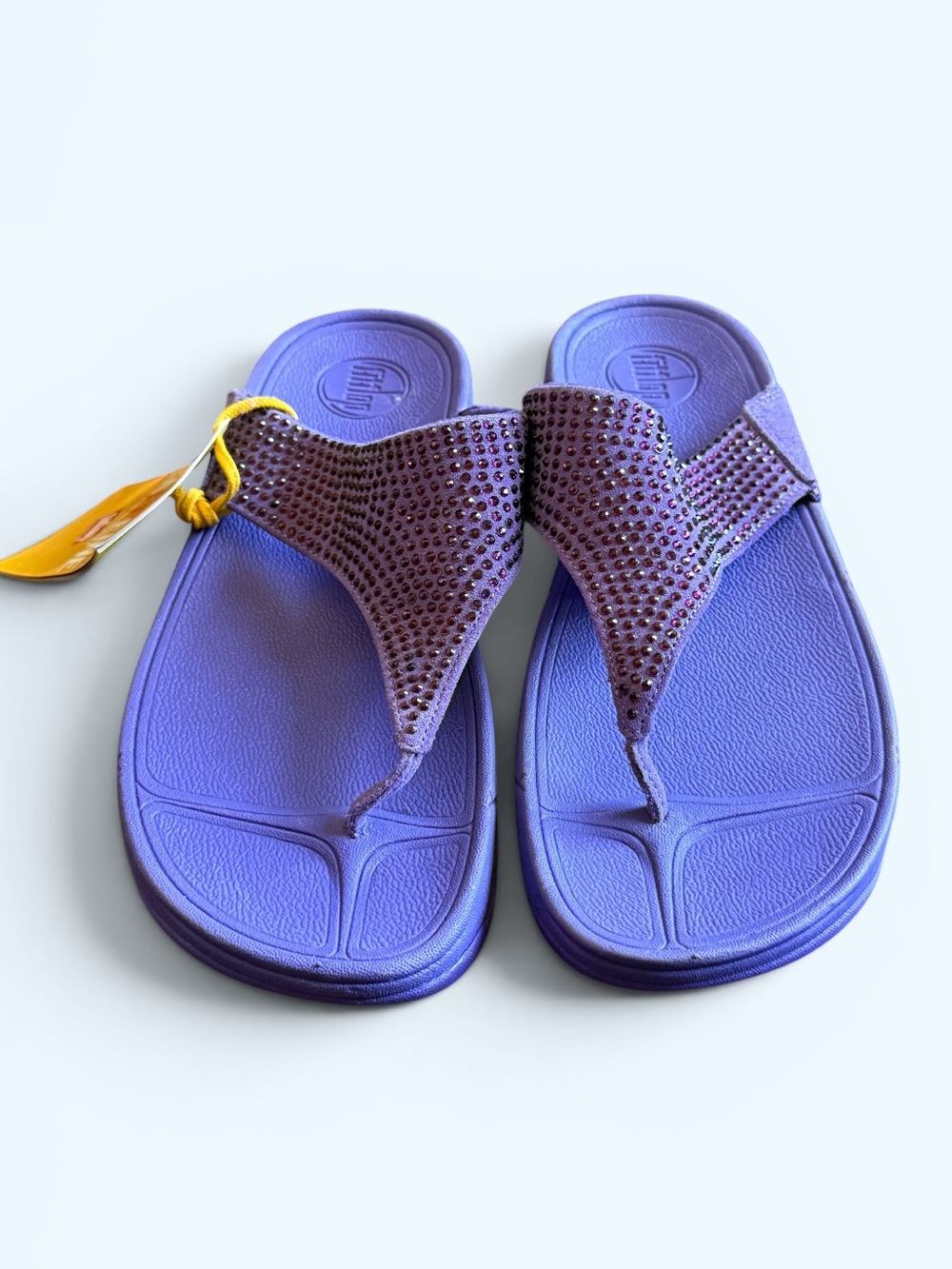 FITFLOP Rokkit Suede Crystal Shimmer Purple Slip-On Sandals Size 9 Women
